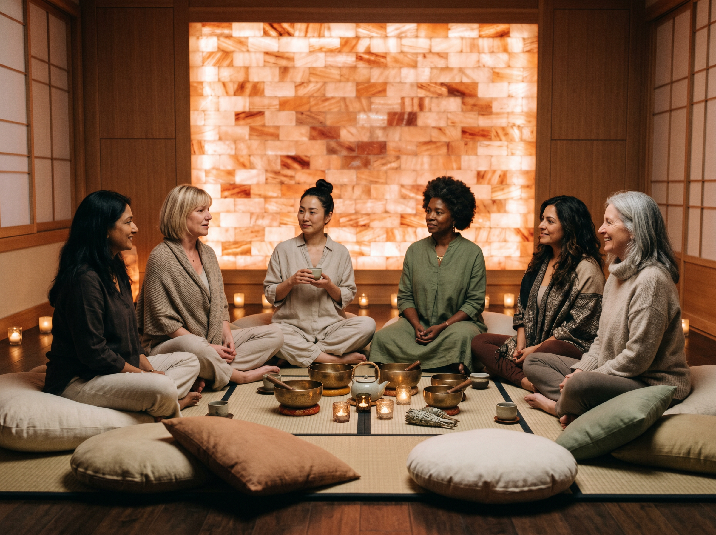 Women gathered in a beautiful outdoor desert setting